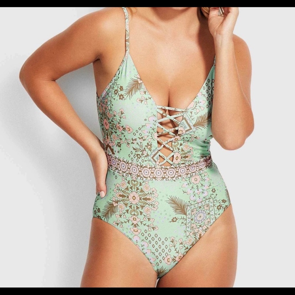 SEAFOLLY FREE SPIRIT LACE UP SWIMSUIT